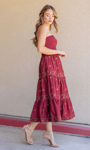 Floral embroidery tube dress