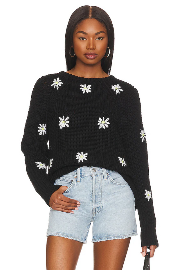 J+J S537RC26 DAISY SWEATER BLK