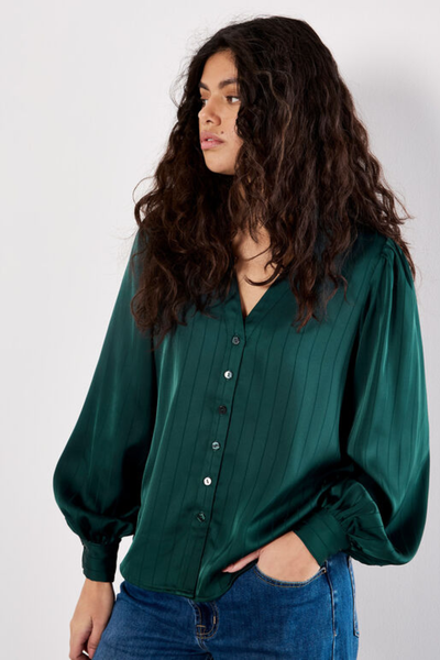 Satin Self-Stripe Blouse