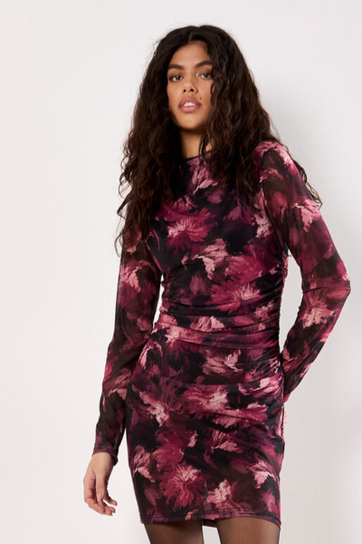 Floral Mesh Bodycon Mini Dress