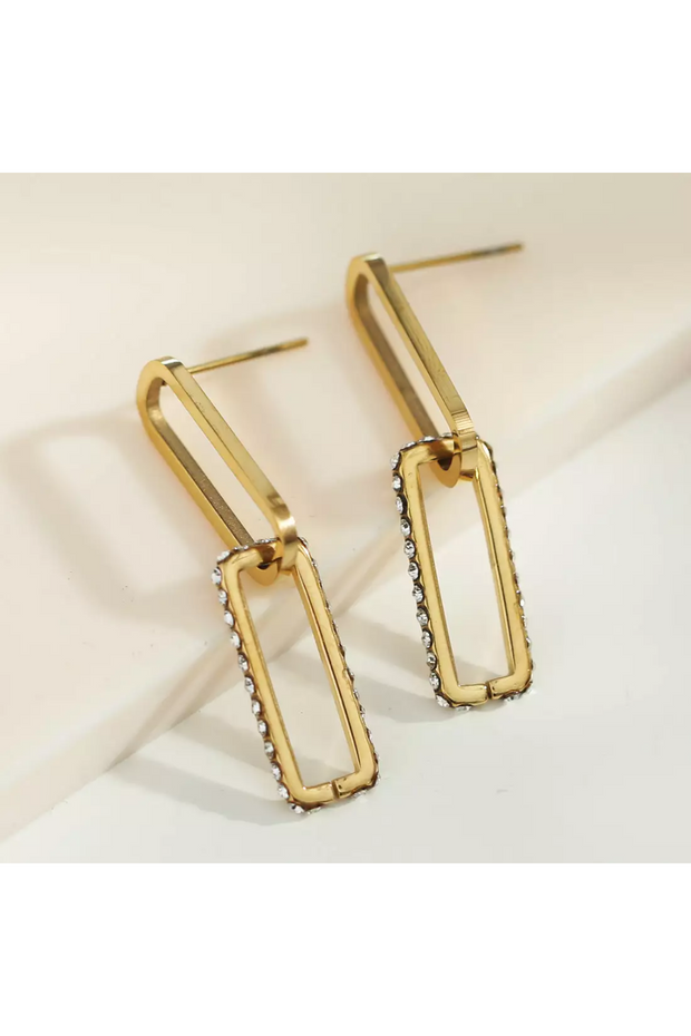 LUCIANA Pavé Zirconia Twin Paper Clip Gold Earrings