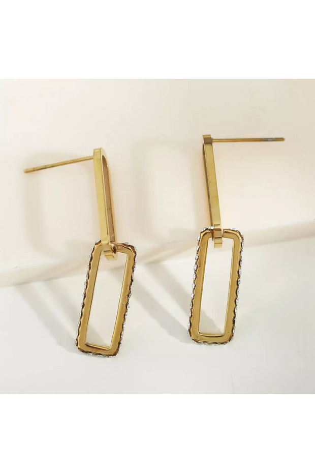 LUCIANA Pavé Zirconia Twin Paper Clip Gold Earrings